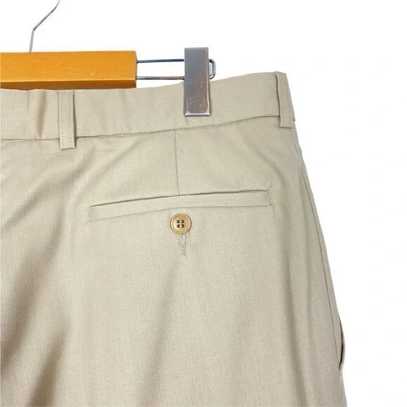Pierre cardin Mens Vintage Beige Lined Pleated Dress Pant US 34 Short - Picture 6 of 16